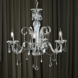 Φωτιστικό κρεμαστό 4 x E14 40W Ακρυλικό + Μέταλο + PVC διάφανο καλώδιο / Χρώμιο + Διάφανο Φ62XH130CM GIZA - acadecor 