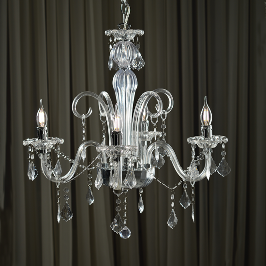 Φωτιστικό κρεμαστό 4 x E14 40W Ακρυλικό + Μέταλο + PVC διάφανο καλώδιο / Χρώμιο + Διάφανο Φ62XH130CM GIZA - acadecor 