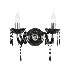 Φωτιστικό επίτοιχο 2 x E14 40W Ακρυλικό + Χρώμιο μέταλο + PVC διάφανο καλώδιο / Μάυρο 32X25CM PEGASUS - acadecor 