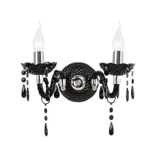 Wall light 2 x E14 40W  Acrylic + Chrome metal + PVC clear cable / Black 32X25CM PEGASUS - acadecor 