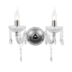 Φωτιστικό επίτοιχο 2 x E14 40W Ακρυλικό + Χρώμιο μέταλο + PVC διάφανο καλώδιο / Διάφανό 32X25CM PEGASUS - acadecor 