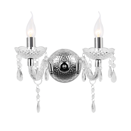 Wall light 2 x E14 40W  Acrylic + Chrome metal + PVC clear cable / Clear 32X25CM PEGASUS - acadecor 