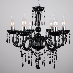 Φωτιστικό κρεμαστό 6 x E14 40W Ακρυλικό + Χρώμιο μέταλο + PVC διάφανο καλώδιο / Μάυρο 55xH65cm PEGASUS - acadecor 