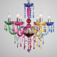 Pendant light 6 x E14 40W  Acrylic + Chrome metal + PVC clear cable / Multicolour 55xH65cm PEGASUS - acadecor 