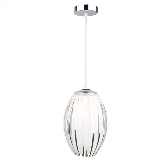 Pendant light 1 x E27 40W  Acrylic + Chrome metal + PVC clear cable / Clear  + Chrome Φ17xH120cm HOMO - acadecor 