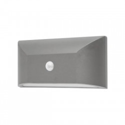 Led wall rectangle luminaire PIR grey PP base, PC cover,IP65 6W 230V 3000k - SLIM22PIR - aca