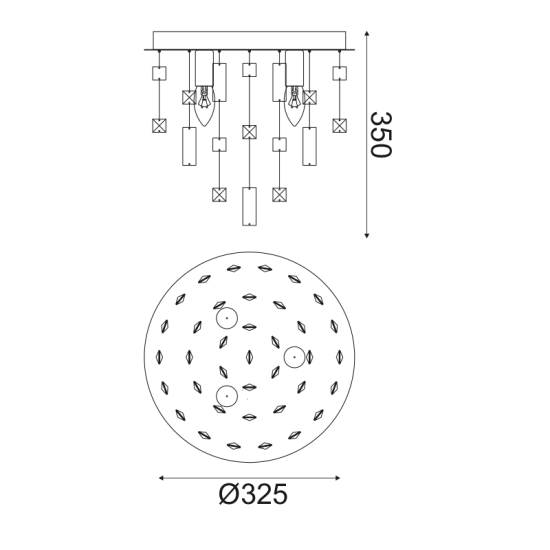Ceilling light 3 x E14 40W Crystal + Metal / Chrome + Clear Φ35ΧΗ32,5CMM SOMER - acadecor 