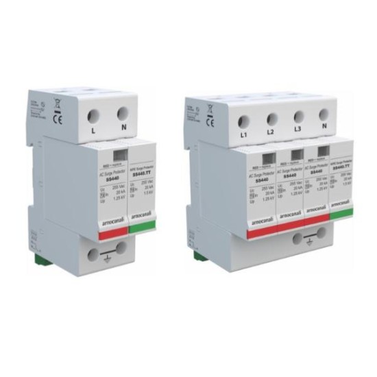 Απαγωγέας κρουστικών υπερτάσεων T2  / 2 Στοιχείών 1P+N - 20kA 230/400V  <1,25KV - SC1440.2 - arnocanali