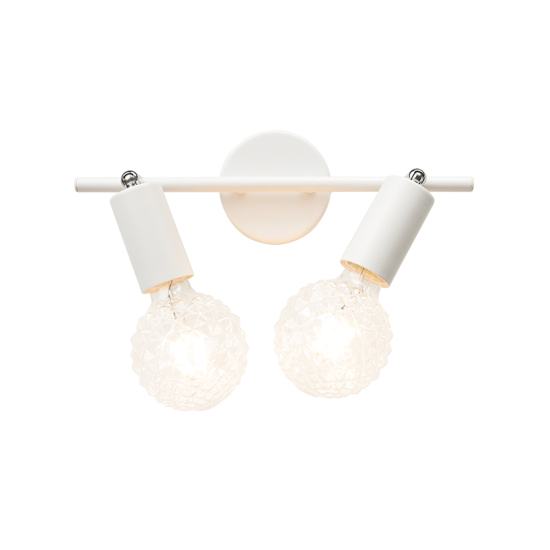 Φωτιστικό επίτοιχο 2XE27 max 60W Μέταλλο / Αμμώδες λευκό + Χρώμιο 3,3X9,7X17CM MOHICANS - acadecor 