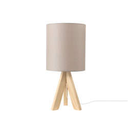 Φωτιστικό επιτραπέζιο 1 x E14 LED 40W Ύφασμα + Ξύλο + PVC λευκό καλώδιο / Πάλ καφέ + Φυσικό Φ18XH40CM PICCOLO - acadecor