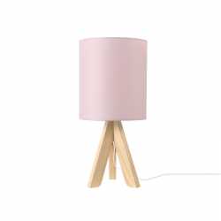 Φωτιστικό επιτραπέζιο 1 x E14 LED 40W Ύφασμα + Ξύλο + PVC λευκό καλώδιο / Πάλ ρόζ + Φυσικό Φ18XH40CM PICCOLO - acadecor