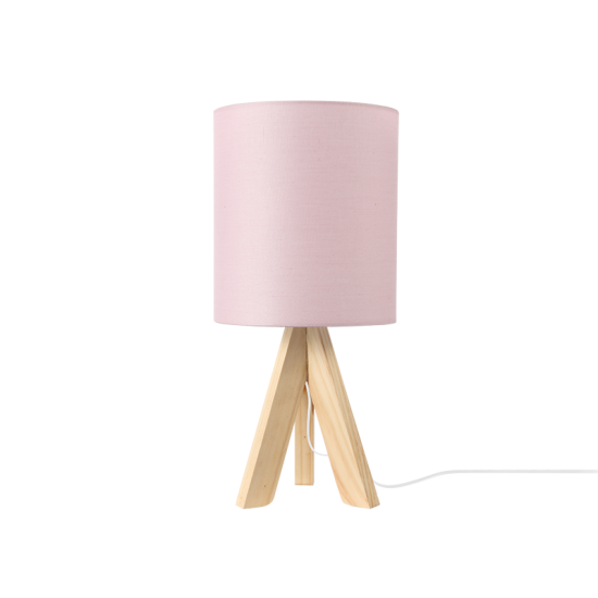 Φωτιστικό επιτραπέζιο 1 x E14 LED 40W Ύφασμα + Ξύλο + PVC λευκό καλώδιο / Πάλ ρόζ + Φυσικό Φ18XH40CM PICCOLO - acadecor