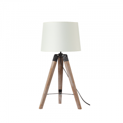 Φωτιστικό επιτραπέζιο 1XE27 max 40W Ύφασμα + Μέταλλο + Ξύλο + PVC καλώδιο / Μπέζ + Μάυρο + Παλαιωμένο Φ30XH65CM MOUSE - acadecor 