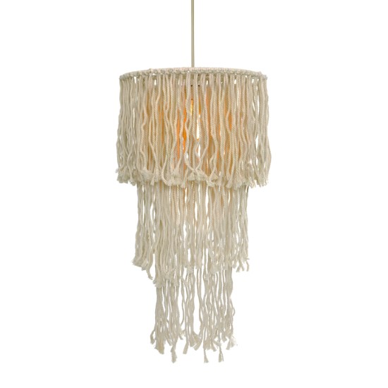 Φωτιστικό κρεμαστό 1 x E27 LED 15W Μάλλινο + Υφασμάτινο καλωδιο / Εκρού D40XH180CM THASSOS - acadecor