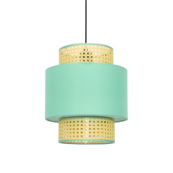 Φωτιστικό κρεμαστό 1 x E27 LED 15W Ύφασμα + Rattan + Μέταλλο /  Βεραμάν + Φυσικό  D30XH150CM NISYROS - acadecor