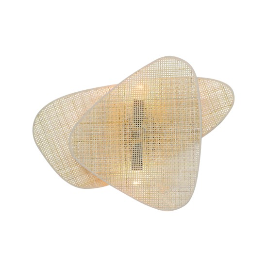 Φωτιστικό επίτοιχο 2 x E14 LED 10W Rattan + Μέταλλο / Φυσικό + Μάυρο 50X35X13CM SKYROS - acadecor