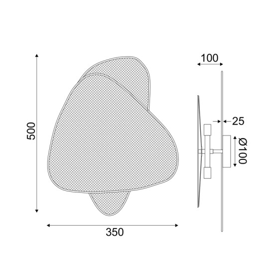 Φωτιστικό επίτοιχο 2 x E14 LED 10W Rattan + Μέταλλο / Φυσικό + Μάυρο 50X35X13CM SKYROS - acadecor