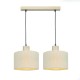 Pendant light 2 x E27 LED 25W  Fabric + Wood + Fabric black cable / Cream + Natural  50X22XH130CM CHIOS - acadecor
