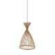 Pendant light 1 x E27 LED 9W Bamboo+ Metal + Fabric beige cable / Natural + Matt White  D30XH154CM SERIFOS - acadecor