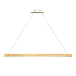 Pendant light LED 13W 3000K 1300Lm Wood + Metal  + PVC wire cable / Natural + white 83,5X8XH100CM CANELA - acadecor