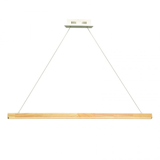 Φωτιστικό κρεμαστό LED 13W 3000K 1300Lm Ξύλο + Μέταλλο + PVC σύρμα καλώδιο / Φυσικό + Λευκό 83,5X8XH100CM CANELA - acadecor