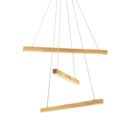 Pendant light LED 27W 3000K 2850Lm Wood + Metal  + PVC wire cable / Natural + white D56XH100CM CANELA - acadecor