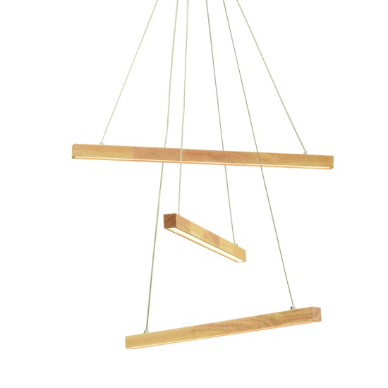 Pendant light LED 27W 3000K 2850Lm Wood + Metal  + PVC wire cable / Natural + white D56XH100CM CANELA - acadecor