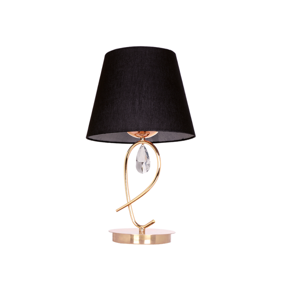 Table light 1 x E27 60W Metal + Embossed Fabric + Crystal + Clear PVC cable / Copper-gold + Black + Clear Φ28ΧΗ49CM   BASILICO - acadecor 