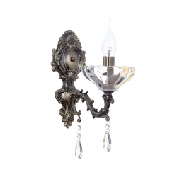 Φωτιστικό επίτοιχο 1 x E14 60W Μέταλλο + Κρύσταλλο +  PVC διάφανο καλώδιο / Μπρονζέ αντικέ + Διάφανο 35Χ13Χ25CM SARTO - acadecor 