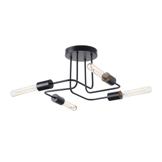 Ceilling light 4 x E27 60W Metal / Matt black Φ44XH21CM  COBRA - acadecor