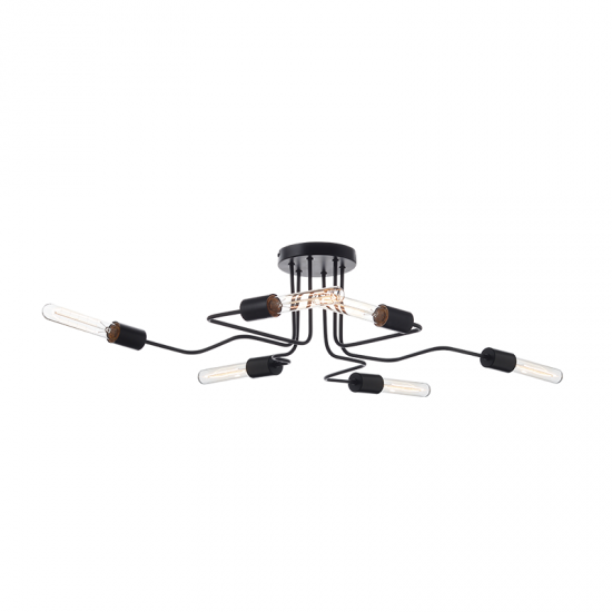 Ceilling light 6 x E27 60W Metal / Matt black 73X50XH21CM COBRA - acadecor