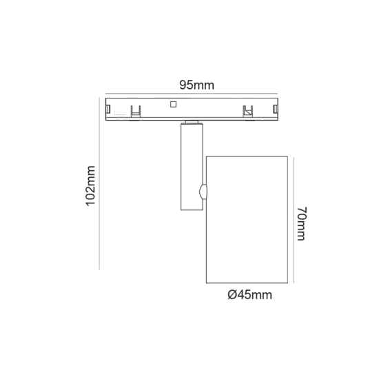 Track luminaire round spot 9W 24V DC 4000k 870lm 38° RA90 Φ45x70mm - TON940B - aca