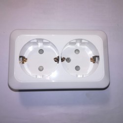 Πρίζα σούκο ασφαλείας επίτοιχοι διπλή λευκό - U1232 - MINI