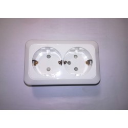 Πρίζα σούκο ασφαλείας επίτοιχοι διπλή λευκό - U1232 - MINI