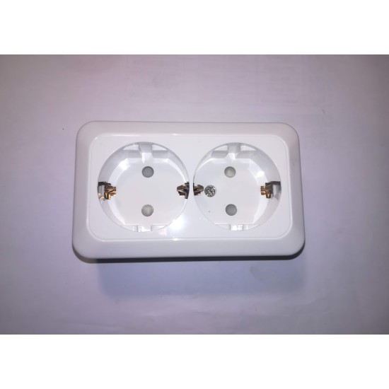 Πρίζα σούκο ασφαλείας επίτοιχοι διπλή λευκό - U1232 - MINI
