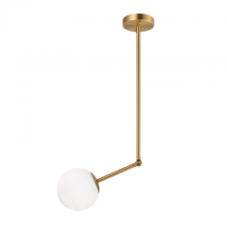 Φωτιστικό κρεμαστό 1xE27 max 40W Μέταλλο + Γυαλί / Σατινέ ορείχαλκος + Λευκό Φ15ΧΗ80CM THETIS - acadecor
