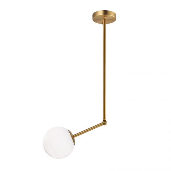 Pendant light 1xΕ27 max 40W Metal + Glass  / Satin brass + White + White Φ15ΧΗ80CM THETIS - acadecor