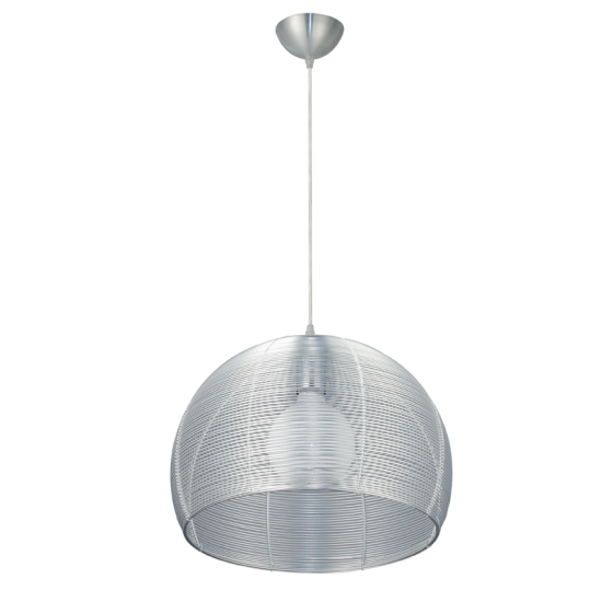 Pendant light 1 x E27 40W Metal + PVC transparent cable  / Nickel Φ40XH110CM ZINC - acadecor 