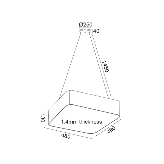 Φωτιστικό κρεμαστό LED 40W 3000k 3200lm Μέταλλο + PMMA / Λευκό μάτ + Αμμοβολή 48X48XH140CM EMERY - acadecor