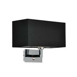 Φωτιστικό επίτοιχο αμπαζούρ 1 X E27 max 40W Μέταλλο + Ύφασμα  / Χρώμιο + Μάυρο 31X30CM TITCHIANO - acadecor 