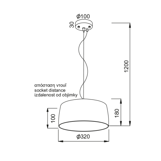 Φωτιστικό κρεμαστό 1 x Ε27 LED 40W Τσιμέντο + Μέταλλο + Υφασμάτινο καλώδιο / Φυσικό + Μάυρο + Ασπρόμαυρο Φ32xH18cm ELVIS - acadecor 