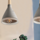 Pendant light 1 x Ε27 LED 40W Cement + Wood + Metal + Resin + Fabric cable /  Natural + Black Φ17,5ΧΗ120CM PLASMA - acadecor 