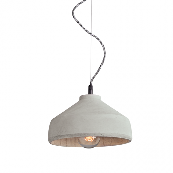 Φωτιστικό κρεμαστό 1 x Ε27 LED 40W Τσιμέντο + Μέταλλο + Υφασμάτινο καλώδιο / Φυσικό + Μάυρο + Ασπρόμαυρο Φ28xH16cm ELVIS - acadecor 