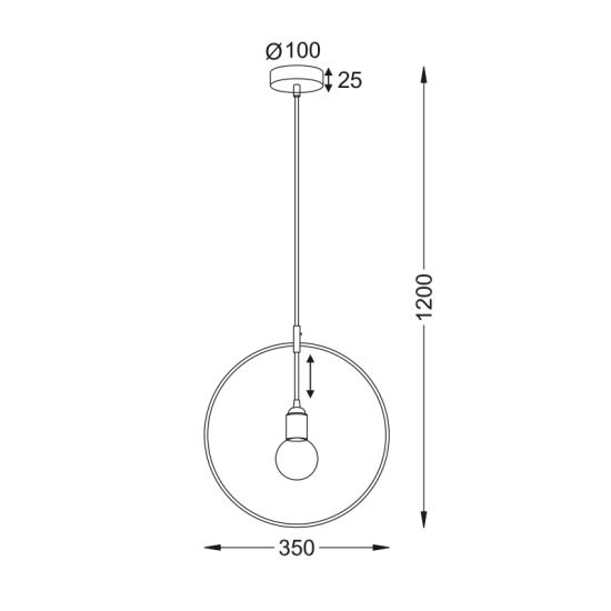Pendant light 1 x E27 40W Metal +  PVC - Fabric cable / Wood paint Φ35 TWINGY - acadecor