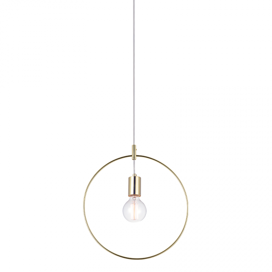 Pendant light 1 x E27 40W Metal +  PVC - Fabric cable / Polished brass Φ35 TWINGY - acadecor