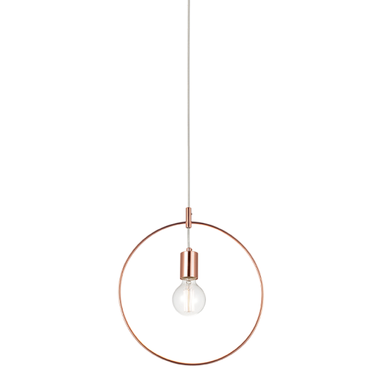 Pendant light 1 x E27 40W Metal +  PVC - Fabric cable / Polished copper Φ35 TWINGY - acadecor