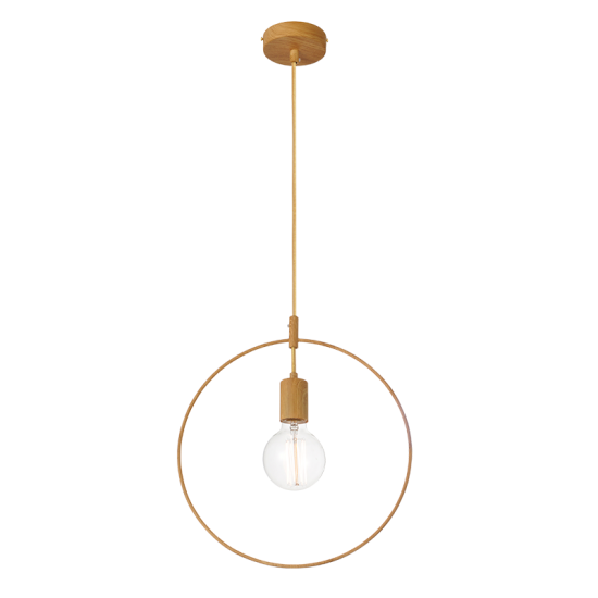 Pendant light 1 x E27 40W Metal +  PVC - Fabric cable / Wood paint Φ35 TWINGY - acadecor
