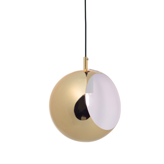 Pendant light 1 x E27 40W Metal + PVC cable  / Polished brass + White Φ20XH120CM HOSTA - acadecor 