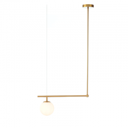 Φωτιστικό κρεμαστό 1xE27 max 40W Μέταλλο + Γυαλί / Σατινέ ορείχαλκος + Λευκό 56X15XH115CM THETIS - acadecor