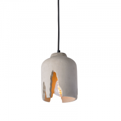 Pendant light 1 x Ε27 LED 40W Cement + Metal + Fabric cable /  Natural + Matt Black Φ15,5ΧΗ120CM POE - acadecor 